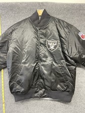 Rare Vintage NFL Starter Raiders Reversible Satin Jacket Men L Spell Out