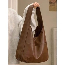 Women's Faux Leather Tote Bag Bucket Style Spacious Shoulder Fashion Accessory
