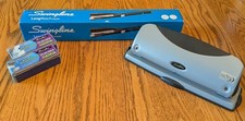 Swingline Long Reach Stapler AND 3 Hole Desktop Punch Prof AND Staples Lot of 4