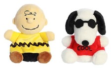 Aurora Peanuts Palm Pal 5" Plush Bundle, Joe Cool Snoopy and Charlie Brown