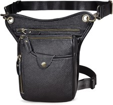 Genuine Leather hip bag Thigh Drop Leg Bag Waist fanny Pack for Men and Women...