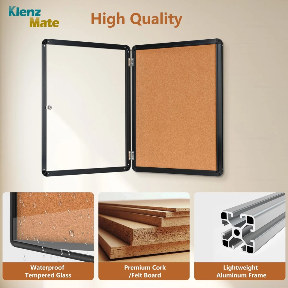 26x20 Enclosed Cork Bulletin Board Tamper-Proof Dispaly Case,Aluminium Frame,... - Image 4 of 4