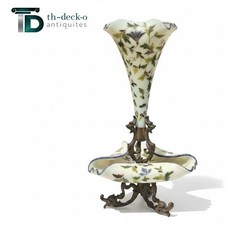 VASE SOLIFLORE OPALINE EMAILLE MONTURE BRONZE DORÉ EP.NAPOLEON III