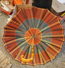 Vintage Multicolor Old Umbrella Wood Handle Look