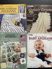 Leisure Arts Afghan Crochet Pattern Books - 1994-2004 Lot of 4