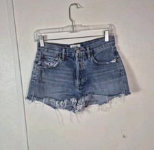 Agolde Parker Jean Shorts Denim Cut Off Button Fly Size 24 Blue High Rise