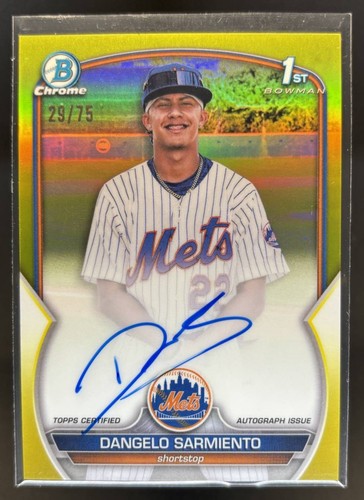 2023 Bowman Chrome Angelo Sarmiento Auto Yellow /75 #CPA-DSA 1st Mets