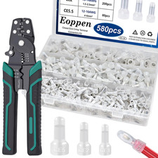 580Pcs Closed End Crimp Connector with Wire Stripper Crimping Tool 22-16, 16-14,