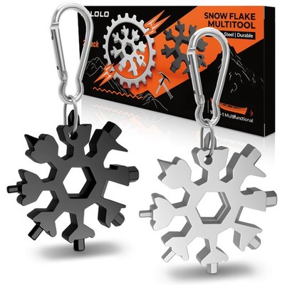 KULOLO 18 in 1 Snowflake Multi Tool Stainless Steel Pocket Silver + Black
