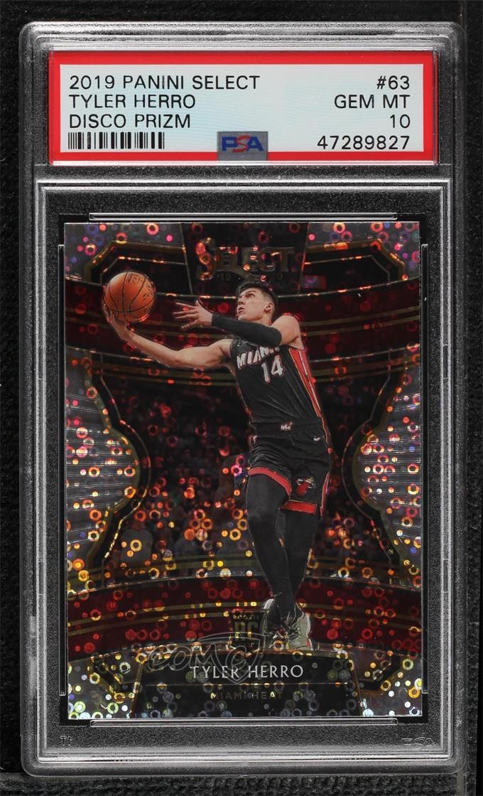 2019-20 Panini Select Concourse Hybrid Disco Prizm Tyler Herro PSA 10 GEM MT s6i