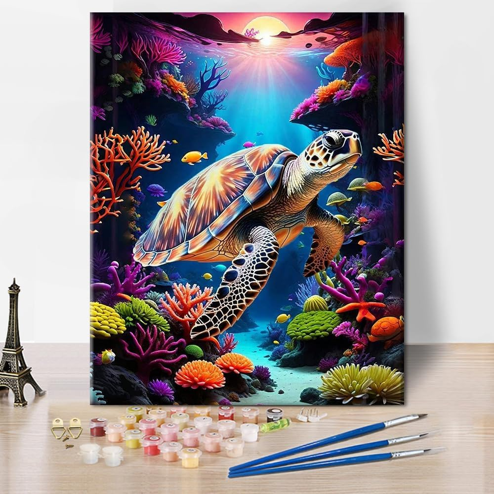 Sea Turtle Paint by Numbers Adults Sea Animals Adult Paint by Number Kits