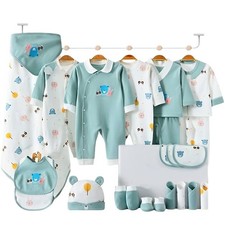 Newborn Baby Boy 26-Piece Layette Set - Soft Cotton Outfit 0-3M, GREEN1 