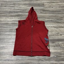 Y2K Ed Hardy Full Zip Sleeveless Hooded Vest Sweater Size