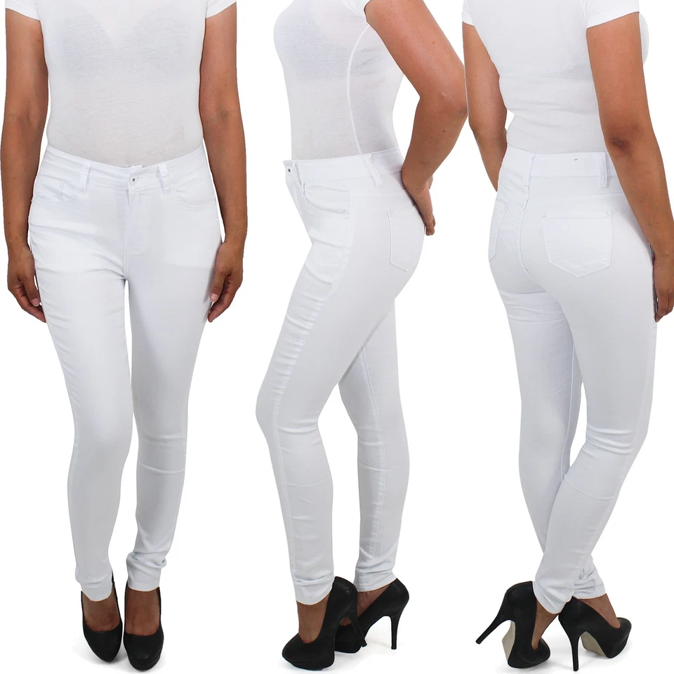 SOTALA Damen High Waist Skinny Slim Fit Jeans Hose Jeanshose Röhrenjeans Stretch Weiss