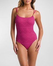 La Blanca Eyelet One Piece Swimsuit Size 10