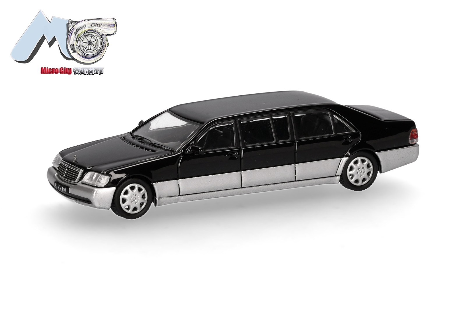 Herpa MicroCity 87MC000117 | Mercedes-Benz S600 Pullman | nero/argento | 1:87