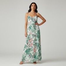 NWT $198 Italy Elena Baldi Silk blend floral Tropical FLOWING Maxi Tent Dress L