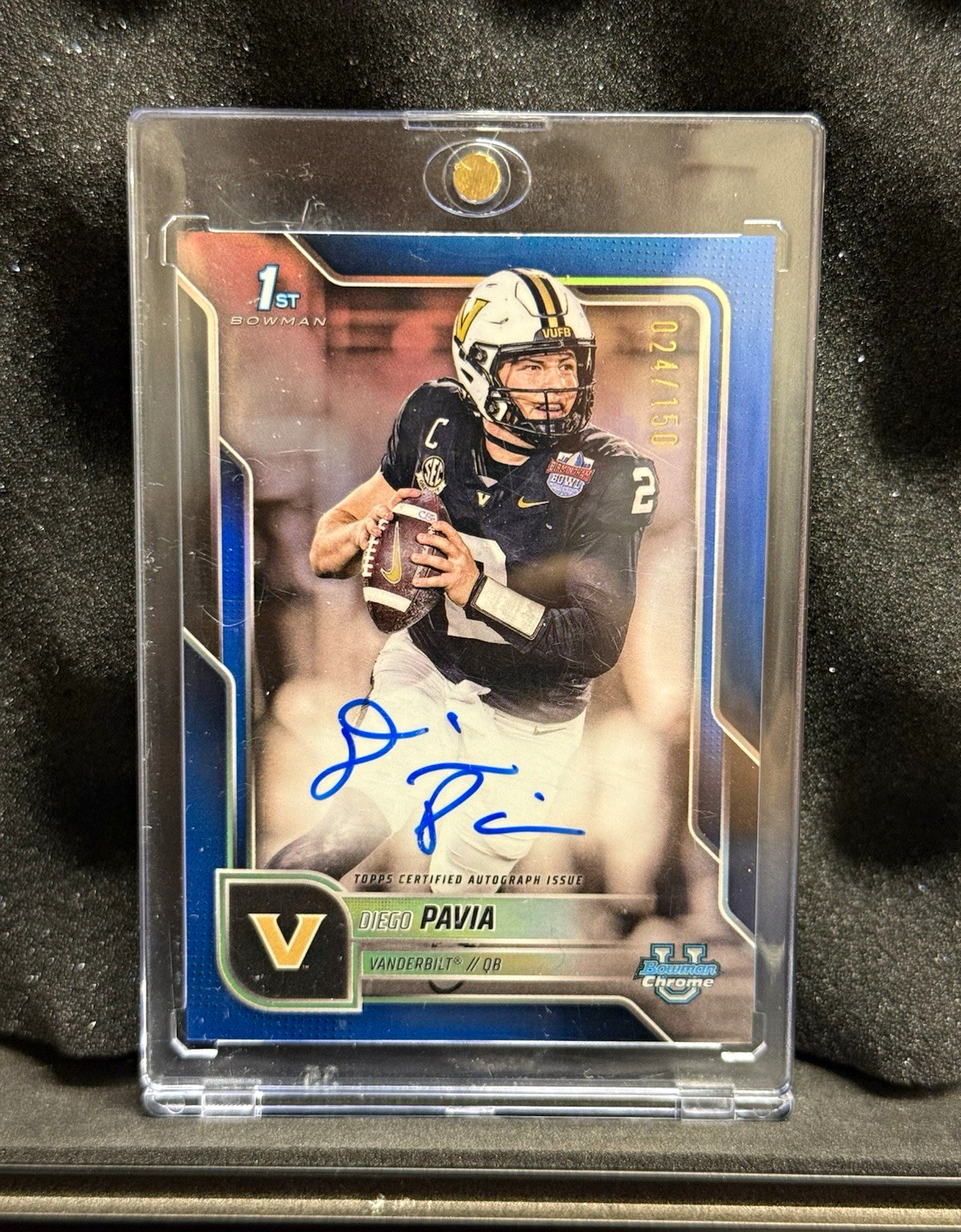Topps 2025 Bowman U Chrome Diego Pavia RC Auto #BCA-DPA Blue Refractor /150