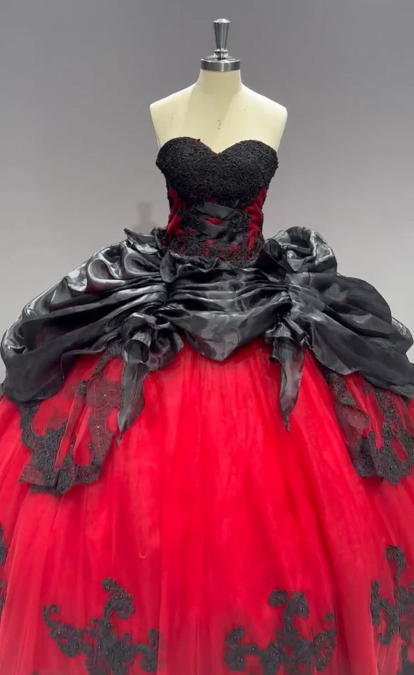 Готический Quinceanera платья пухлый бисером ярусный сладкий 16 викторианской свадьбы - Изображение 4 из 4