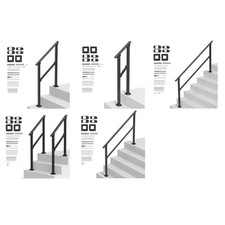 Uimoso 1/3//4/5/6 Step Handrails for Outdoor Porch Deck Stair Railing