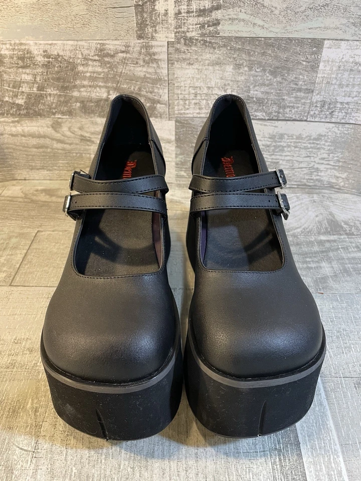DEMONIA KERA0 5” Plataforma Para Mujer Gótico Punk Mate Negro Mary Janes Zapatos NUEVO Foto 2 de 4