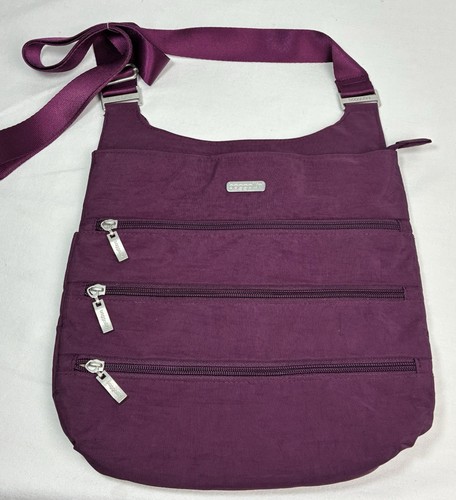 Baggallini Big Zipper Bagg Travel Crossbody Bag RFID w/ Wristlet in Plum Purple - Picture 1 of 23