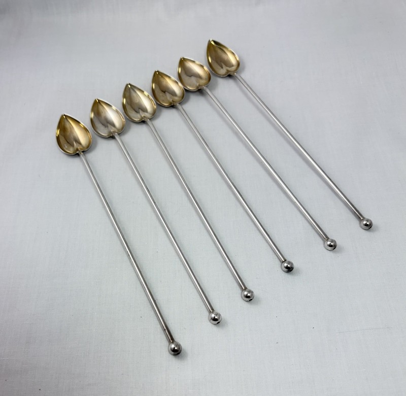 6  Vintage Watson Sterling Silver Heart Ice Tea Spoons/Straws Mint Julip