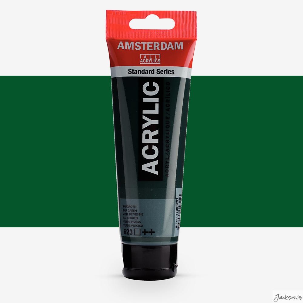Royal Talens Amsterdam Standard Acrylic Paint Tube 120ml Sap Green For Artists
