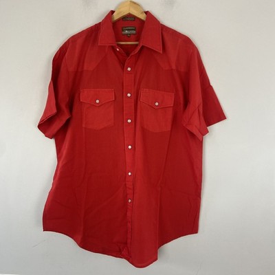 Plainsman Western Hemd XL Rot Kurzarm Cowboy Extra Lange Schwänze Cowboy Druckknopf
