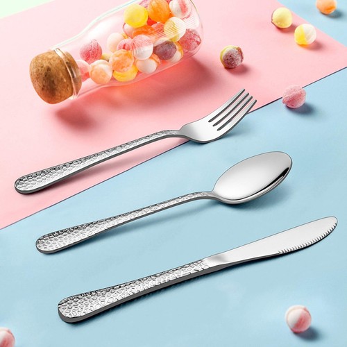 12-Piece Kids Utensils Silverware Set, Stainless Steel Toddler Hammered Flatw... - Picture 5 of 7