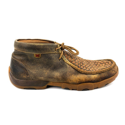 Mens 13 M Twisted X Chukka Driving Moc Woven Brown Leather Shoes Boots MDM0033
