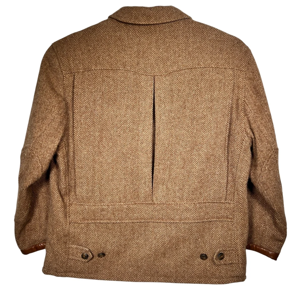 Polo Ralph Lauren Mens Khaki Reversible Newsboy Herringbone Jacket Coat L - Image 4 of 4