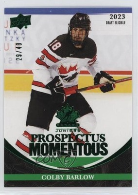 2023 Upper Deck Team Canada Juniors Electric Green 29/49 Colby Barlow 19le