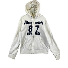 Aeropostale Full Zip Hoodie Women's XL White 87 New York Graphic