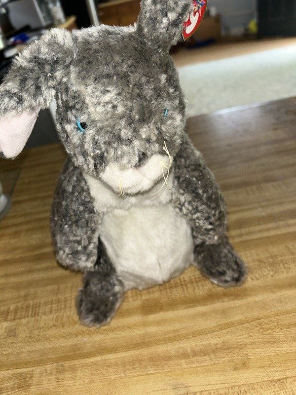 Ty Beanie Buddies Gray Bunny/Rabbit Plush w/ Heart Hang Tag 1999 Vintage
