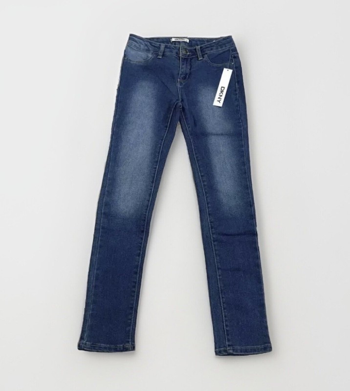 DKNY Girls Full Length Stretch Denim Jeans size 12 Union Wash NWT