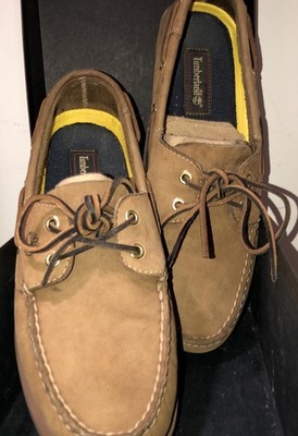 NEW in Box~Timberland Boat Shoes. Two Eye Tie. Tan Leather. Size 10 ~ FREE SHIP.