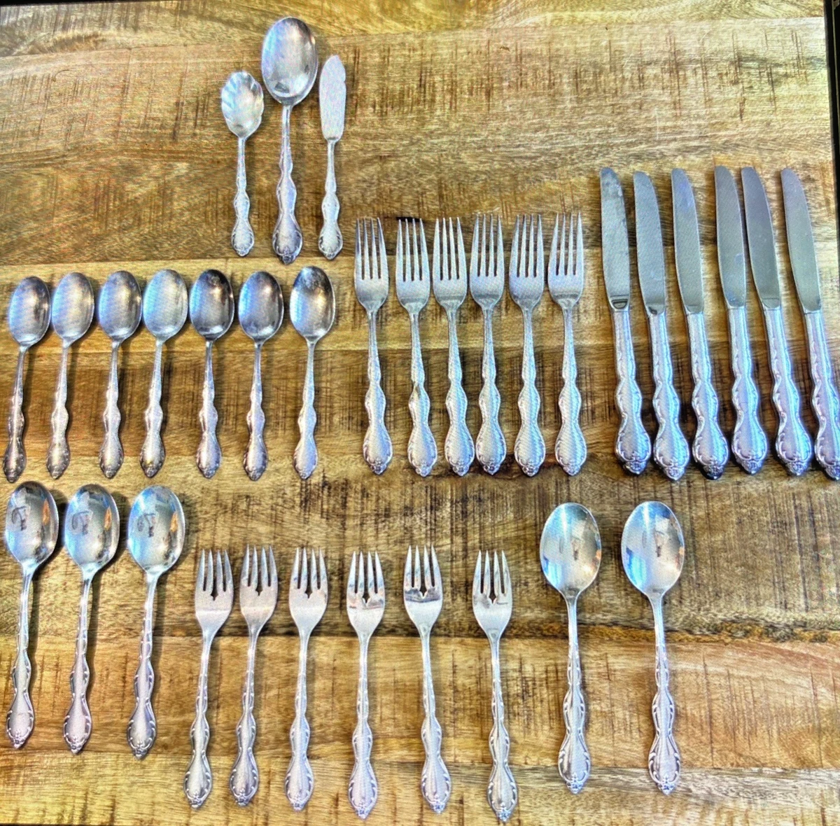 【WM. ROGERS】 ディナーセット 31本 Lady Densmore Wm. Rogers Silverware Antique US Silver-Plated Flatware for sale