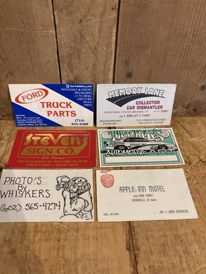 Vintage Business Cards lot of 6 Sun Valley, CA San Jose, CA Santa Ana, CA