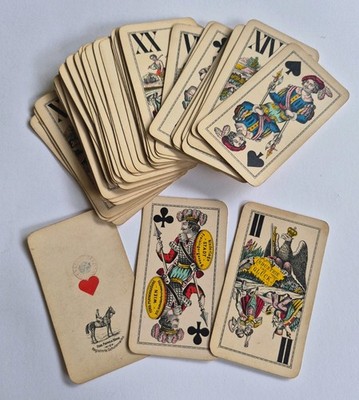 Stunning Antique Ferd Piatnik & Sohne Wien Industrie Gluck Tarrock Playing Cards