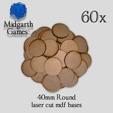 60x Round 40mm MDF Miniature Bases Warhammer Laser Cut 40K FREE SHIPPING