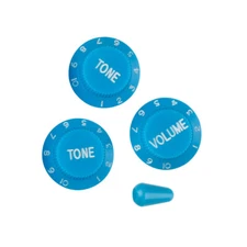 Light Blue 2T1V Tone Volume Knob & 5 Way Switch Knob Tip Cap for ST Guitar