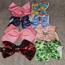 Jojo Bow Lot Of 8 Bows All Authentic With JoJo Logo- 5-7" Bows Sequins