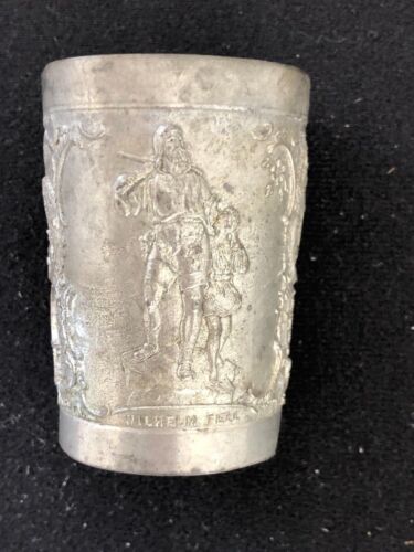 VTG Silver tone metal shot glass/container, Wilhem Tell Kapelle, Lowe Von Luzern - Picture 3 of 8