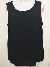 Karen Kane 12 Black Rayon Crinkly Sleeveless Pullover Shell Tank Top USA Made