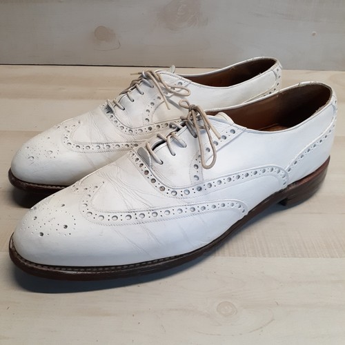 Johnston Murphy Aristocraft Wingtip Leather Sole White Golf Shoes Mens 9.5 D/B - Picture 23 of 23