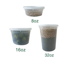 Plastic Soup/Food Containers w/ Lids – 8 16 32 oz Combo Pack 24/EA