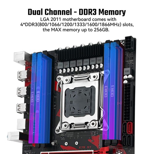 For JUXIESHI X79 S7 LGA2011 Motherboard 4 x DDR3 ECC/NON-ECC RAM, M.2, PCI-E 3.0 - Picture 2 of 4