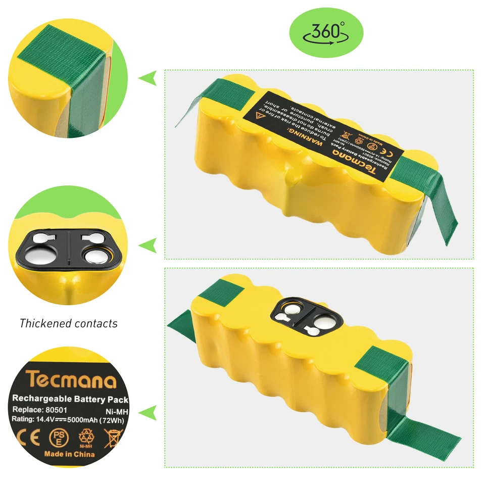Für iRobot Roomba 500 530 580 600 610 770 780 880 Series 14,4V 5.0Ah Ni-MH Akku - Bild 2 von 4