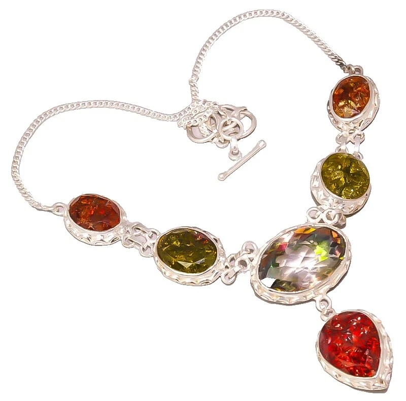 Vidrio Topacio Collares y colgantes De moda plateado plata